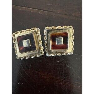 VTG Leru MCM Tortise Shell/Gold Tone Clip On Earrings